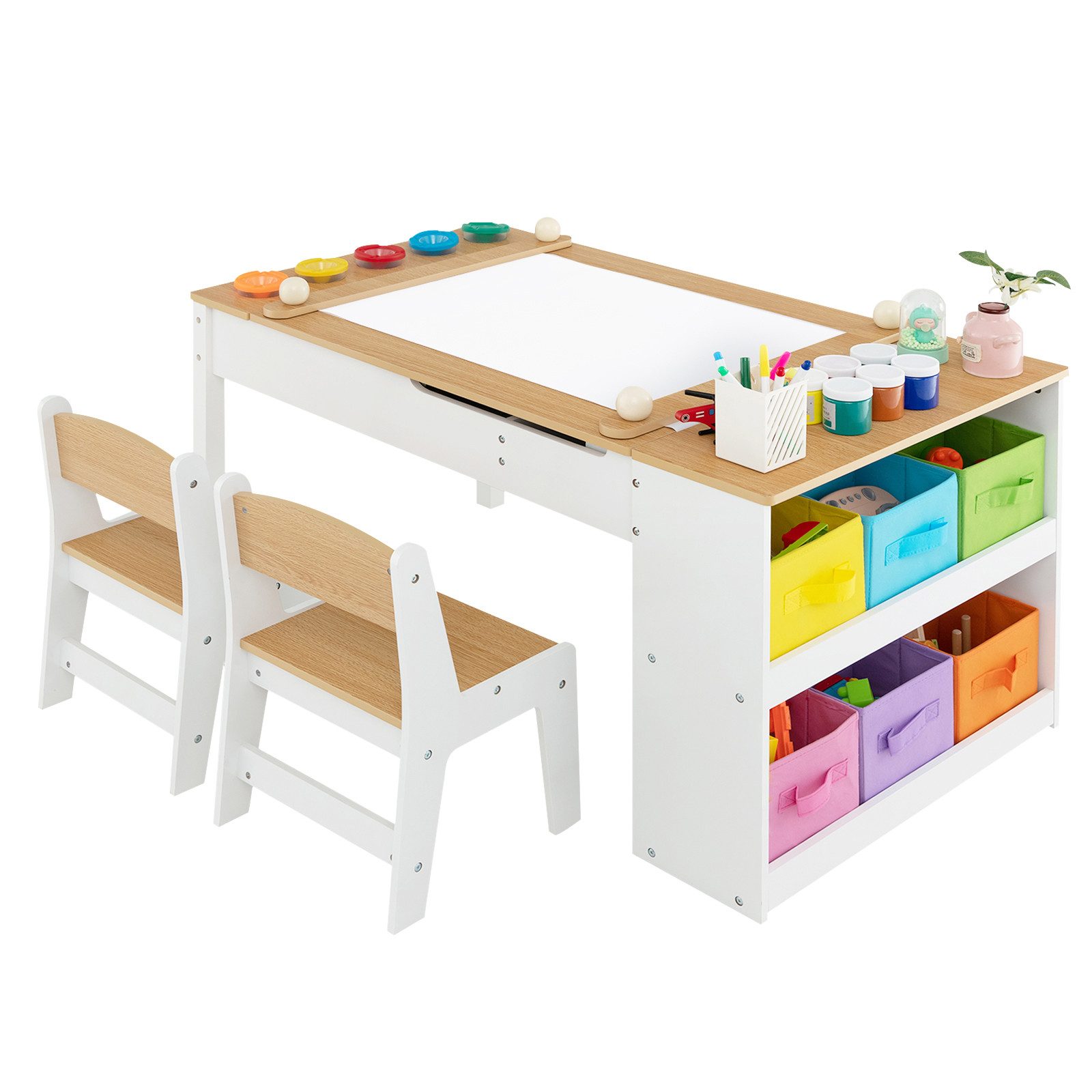 KOMFOTTEU Kindersitzgruppe, (Set, 3-tlg), mit Stauraum & Maltisch günstig online kaufen