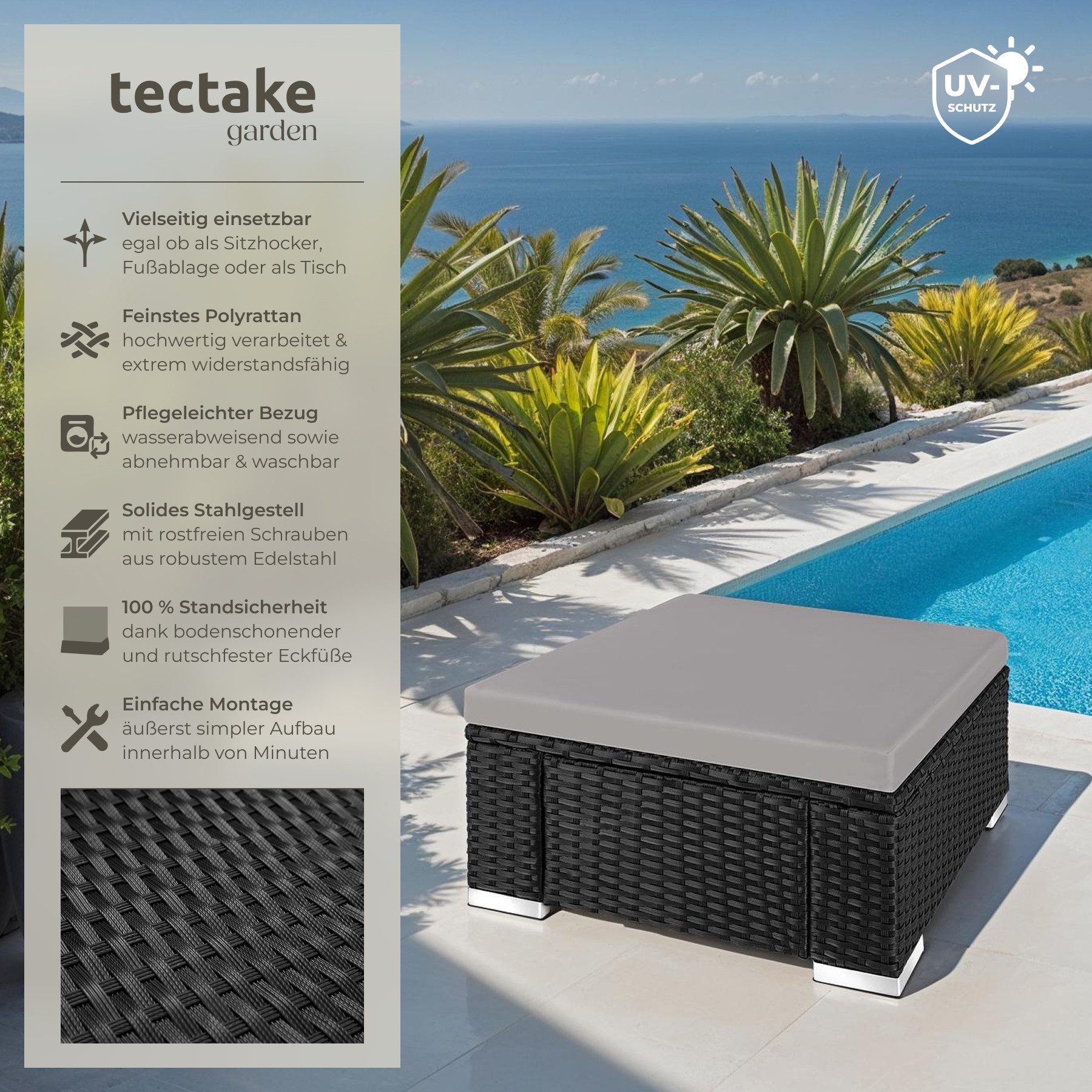 tectake Rattanstuhl Rattan Sitzhocker (Set, 1 günstig online kaufen
