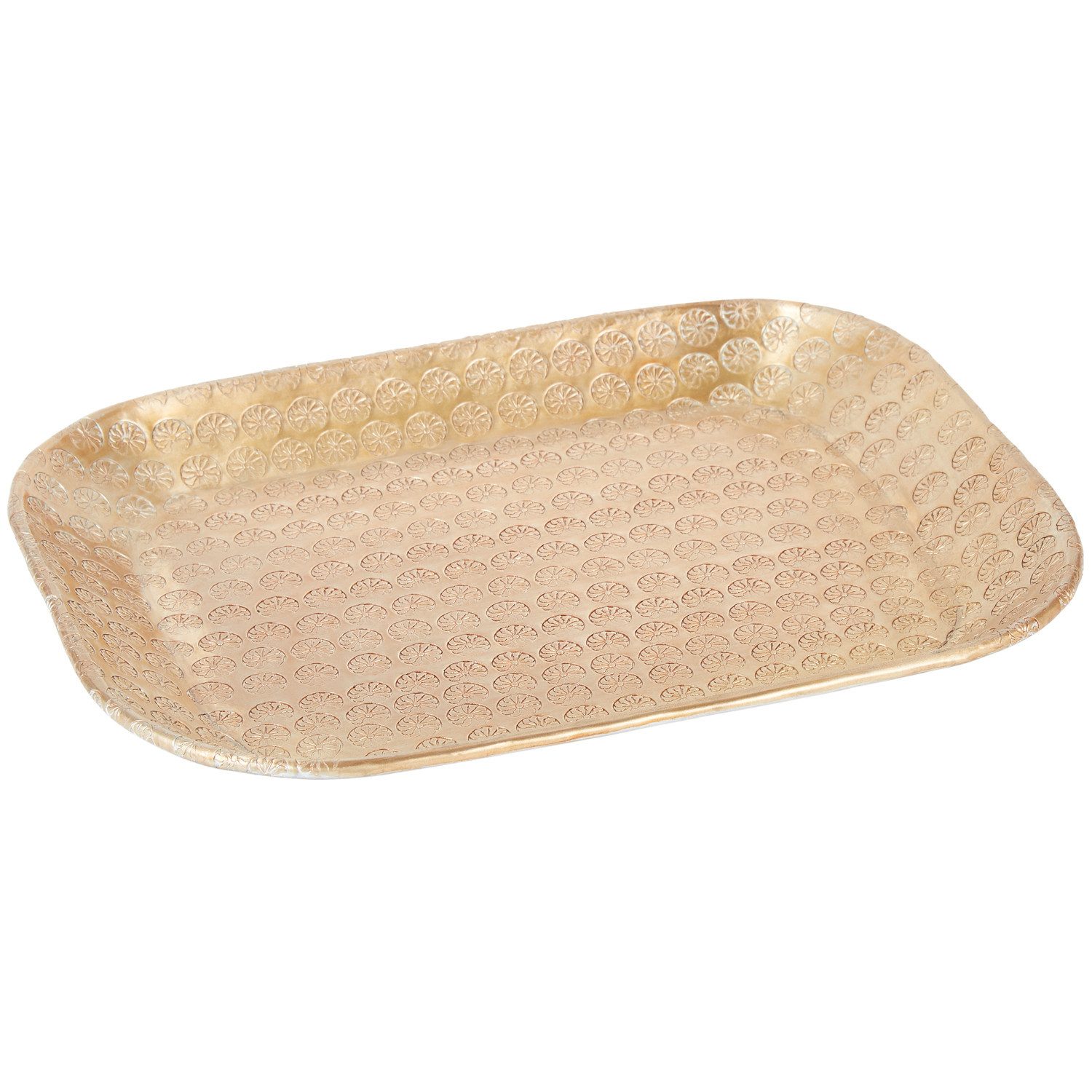 Marrakesch Orient & Mediterran Interior Dekotablett Tablett Kerzentablett Skandinavisch Janshir Gold 21cm Eckig (1 St), Handarbeit