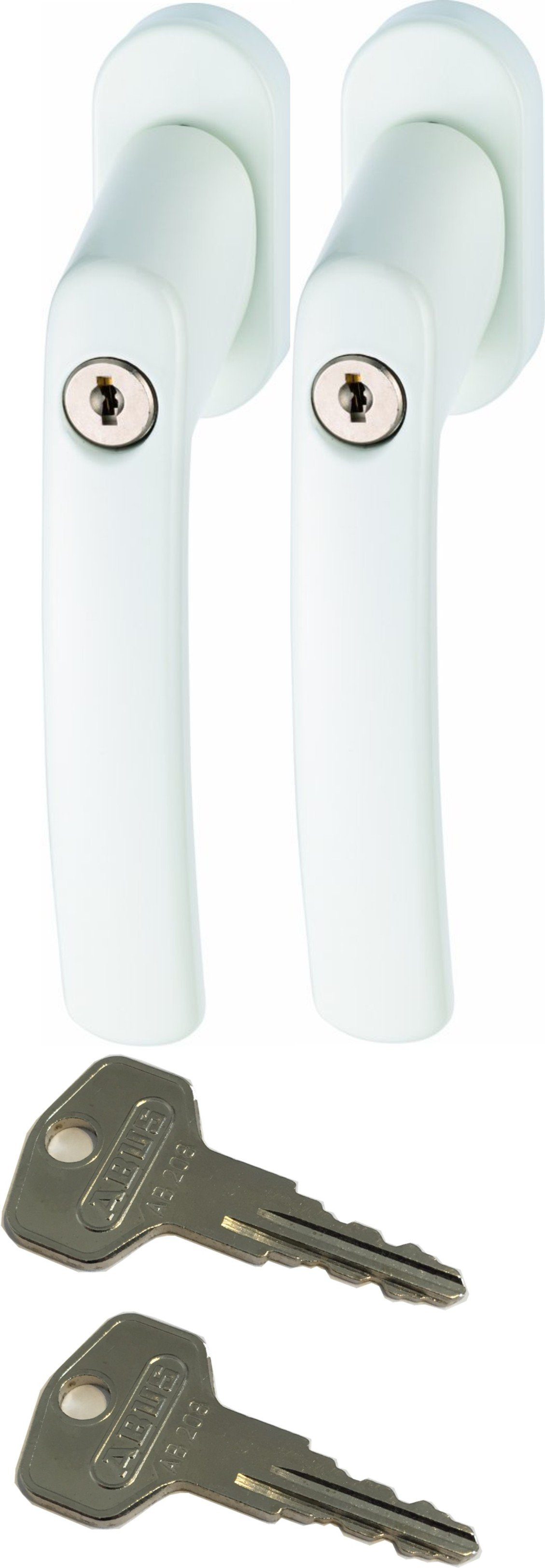 ABUS Fenstergriff ABUS FG200 Weiß, Braun, Silber, SB abschließbarer Fenstergriff, 2er Set weiß, abschließbar, Kindersicherung