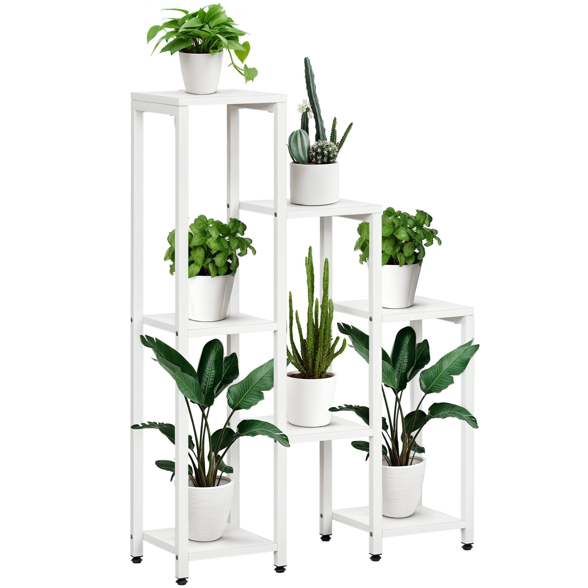 furnicato Pflanzentreppe Dekorativer Blumenständer 65L x 23B x 94,5H cm in Weiß (1 St)