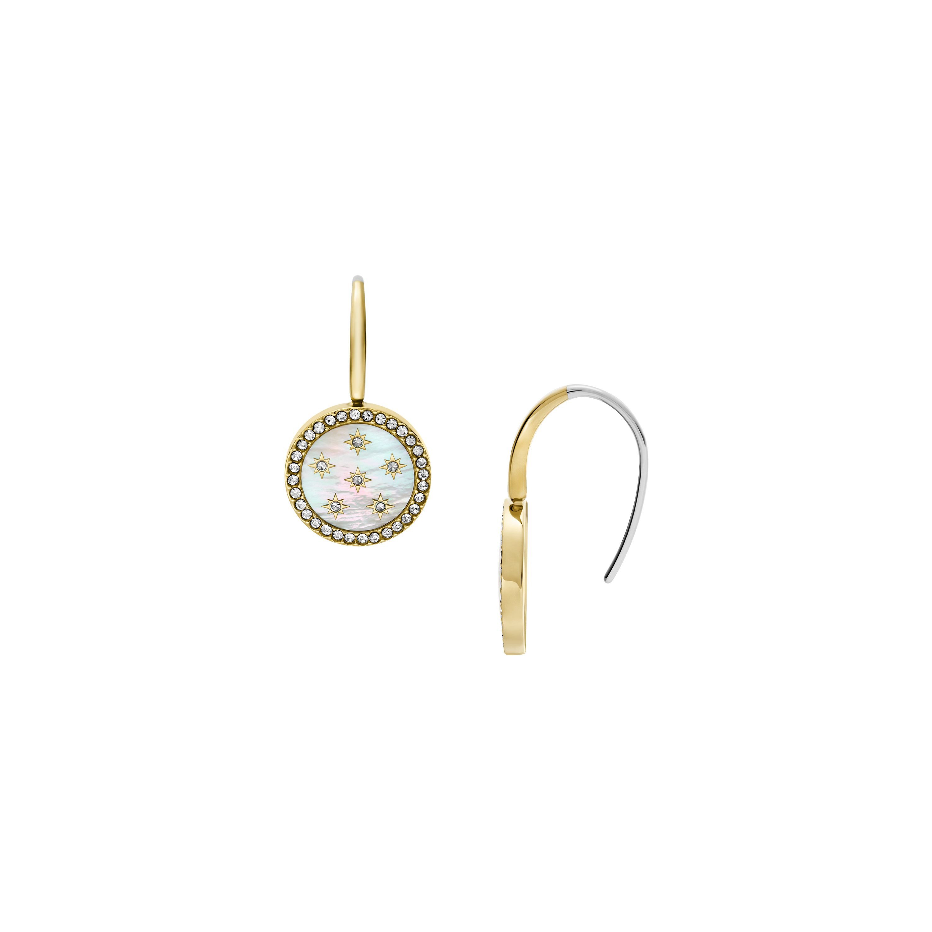 Fossil Paar Ohrhaken Schmuck Geschenk Edelstahl JEWELRY, mit Glasstein - mit Perlmutt