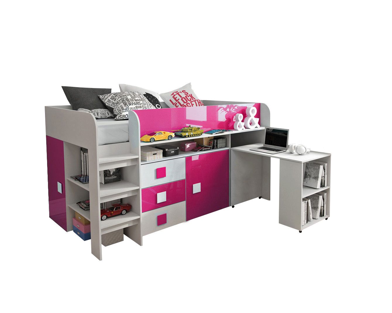 weiß - pink Hochglanz