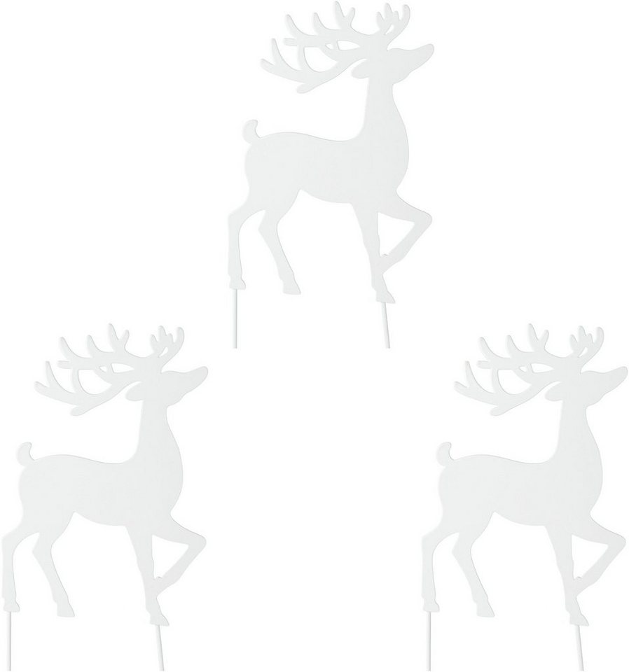 Creativ deco Weihnachtsfigur Weihnachtsdeko (3 St), Hirsch zum Stecken,  Perfekt für deine Weihnachts-Deko