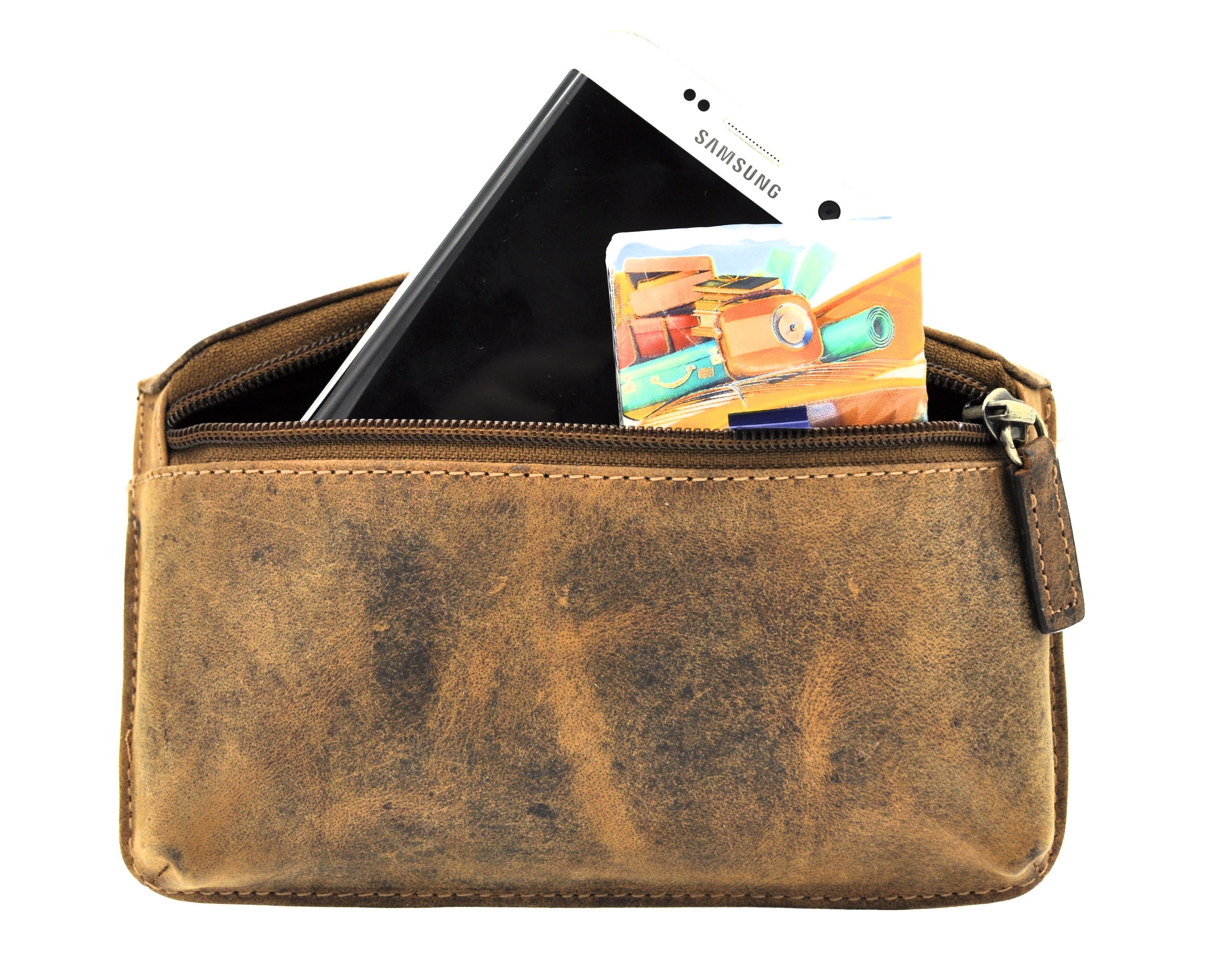 JOCKEY CLUB Gürteltasche Bikertasche, Hüfttasche, echt Leder, cognac braun