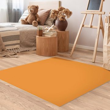 Teppich Vinyl Wohnzimmer Schlafzimmer Flur Küche Einfarbig modern, Bilderdepot24, quadratisch - orange glatt, nass wischbar (Küche, Tierhaare) - Saugroboter & Bodenheizung geeignet