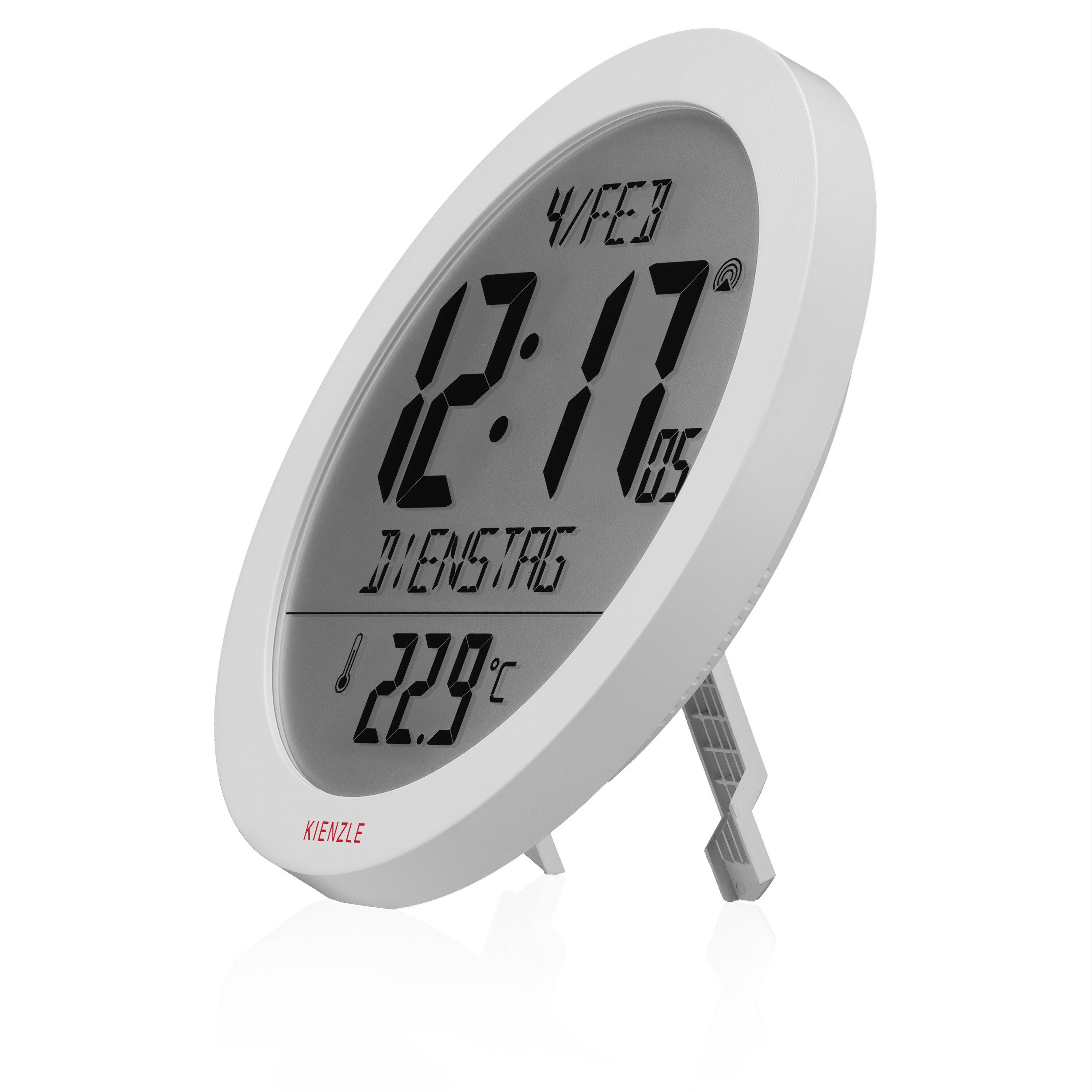 Kienzle Wanduhr KIENZLE DCF-Funkwanduhr mit Innentemperatur weiß