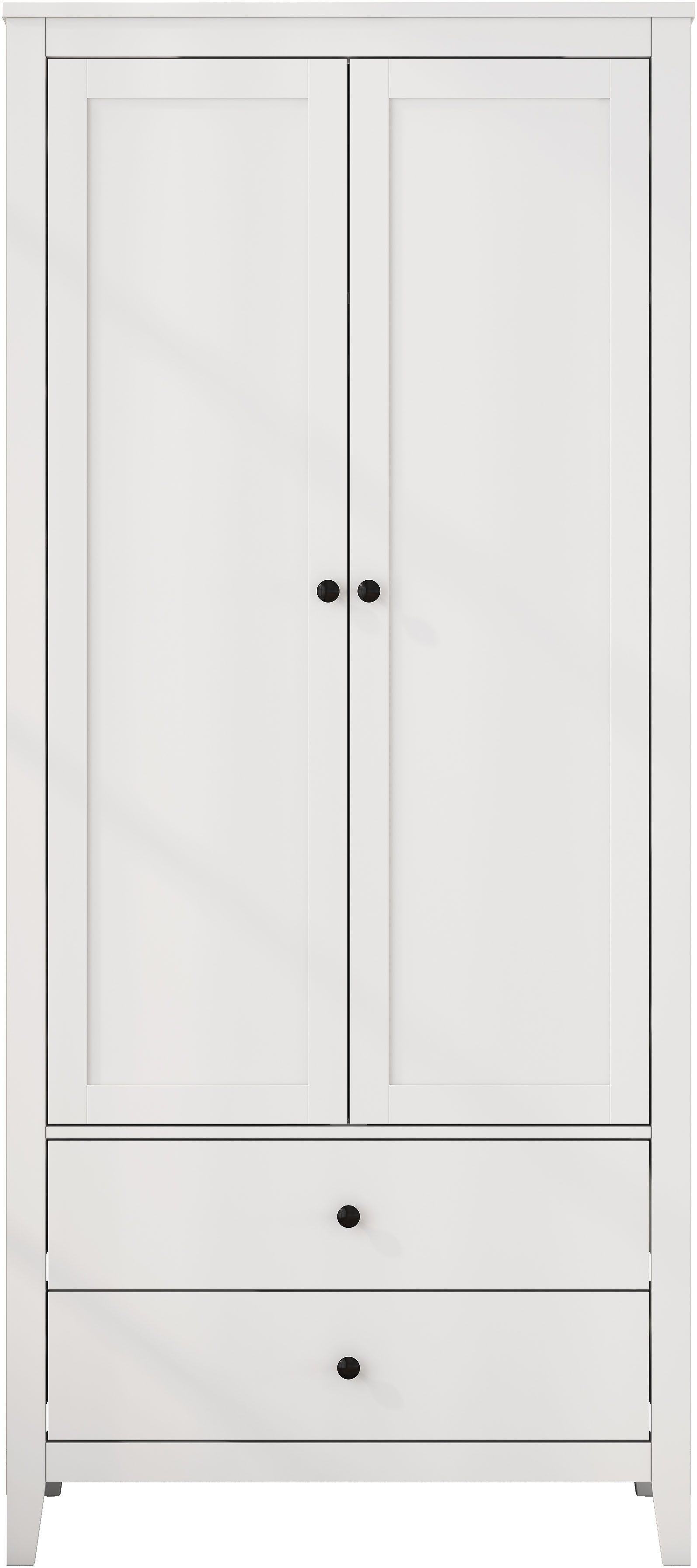 OTTO home Kleiderschrank Borkum Sideboard Anrichte mit 6 Schubladen Landhaus weiß (hochwertige schwarze Griffe aus Metall) Schlafzimmerschrank mit 2 Türen und 2 Schubladen