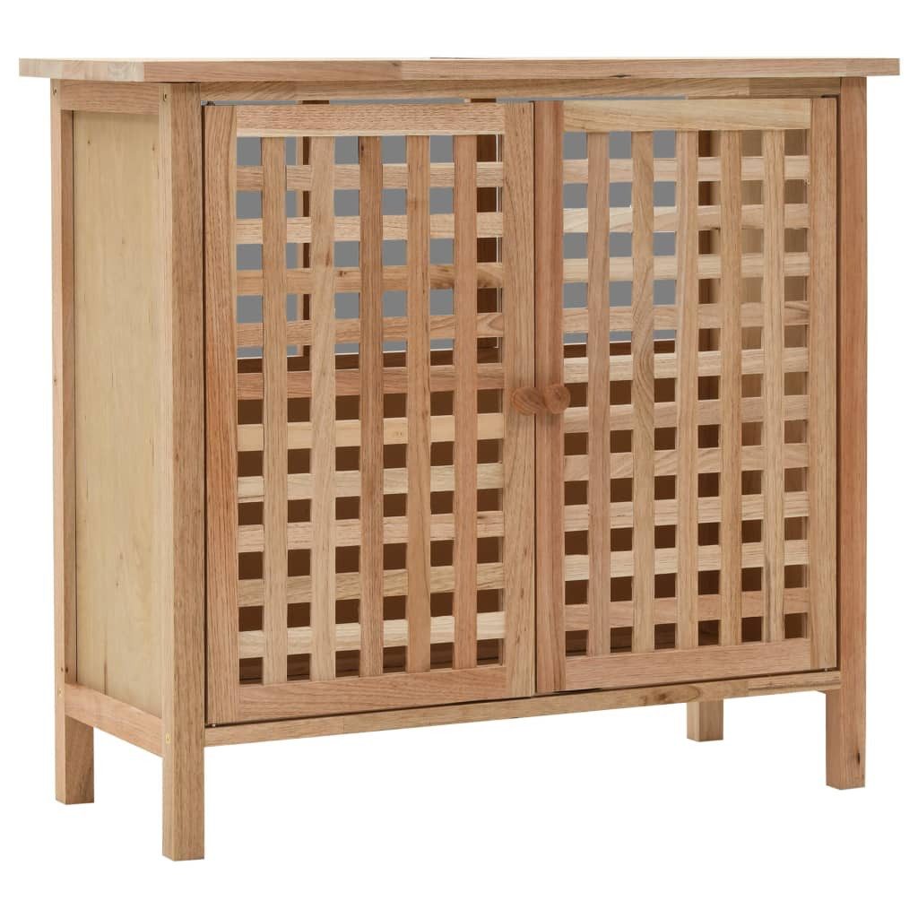 furnicato Badkommode Waschbeckenunterschrank aus Massivholz, Walnuss Finish, 66x29x61 cm