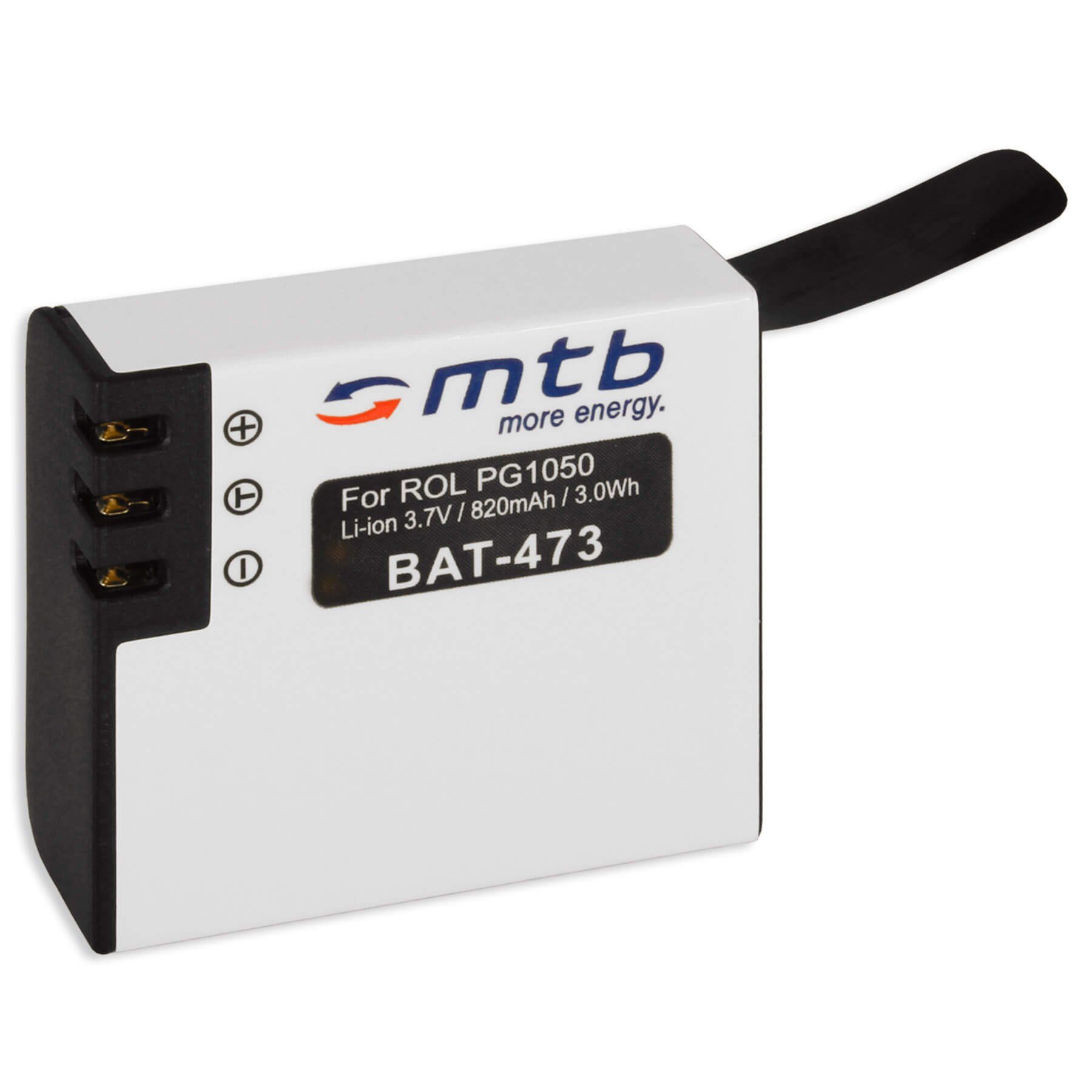 mtb more energy [BAT-473 - Li-Ion] Kamera-Akku kompatibel mit Akku-Typ Rollei AC425/430 850 mAh (3,7 V), passend für: Rollei Action Cam 430, AC 430…