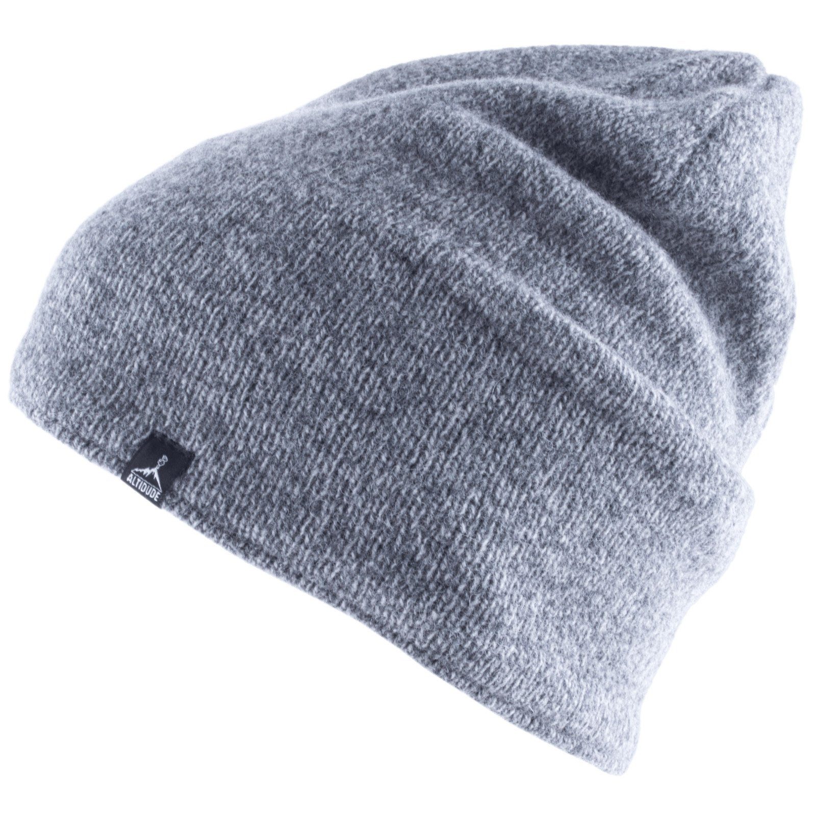 ALTIDUDE Beanie Winter Mütze & Wolle Strickmütze Merino Lamm Unisex Beanie Slope Grau Fein