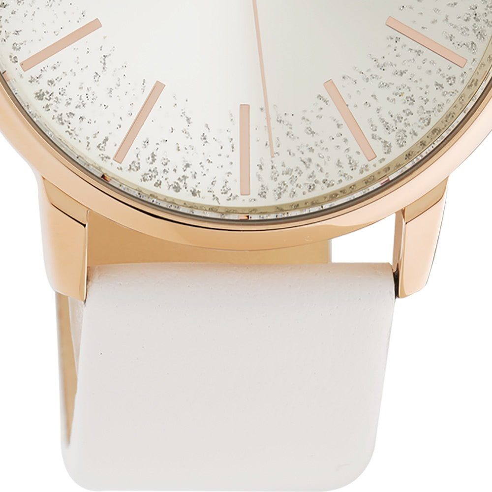 weiß OOZOO mittel rund, Analog, Damen Lederarmband, Oozoo Damenuhr 36mm) Elegant-Style (ca. Quarzuhr Armbanduhr