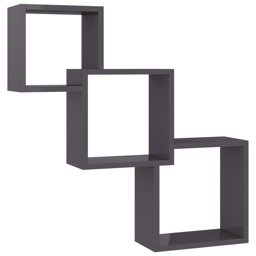 Wandregale Cube Holzwerkstoff furnicato Wandregal cm Hochglanz-Schwarz 68x15x68