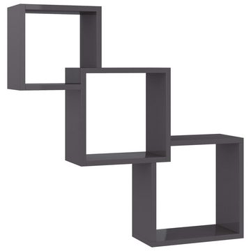 furnicato Wandregal Cube Wandregale Hochglanz-Schwarz 68x15x68 cm Holzwerkstoff