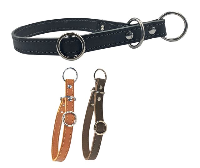 MediMuc Hunde-Halsband Zugstopp Hundehalsband, Lederhalsband mit Zugstopp