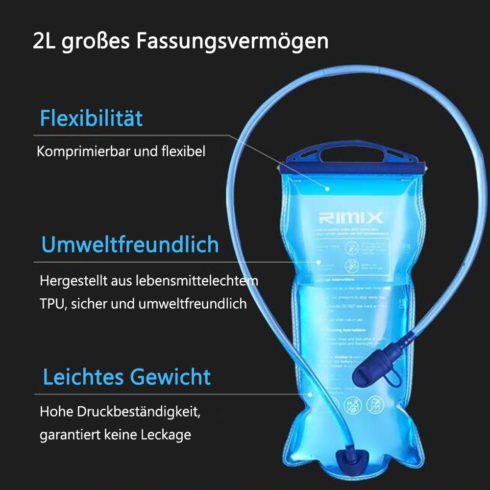 GelldG Trinkblase 2L Trinkblase auslaufsicher mit Wasserbehälter Beissventil