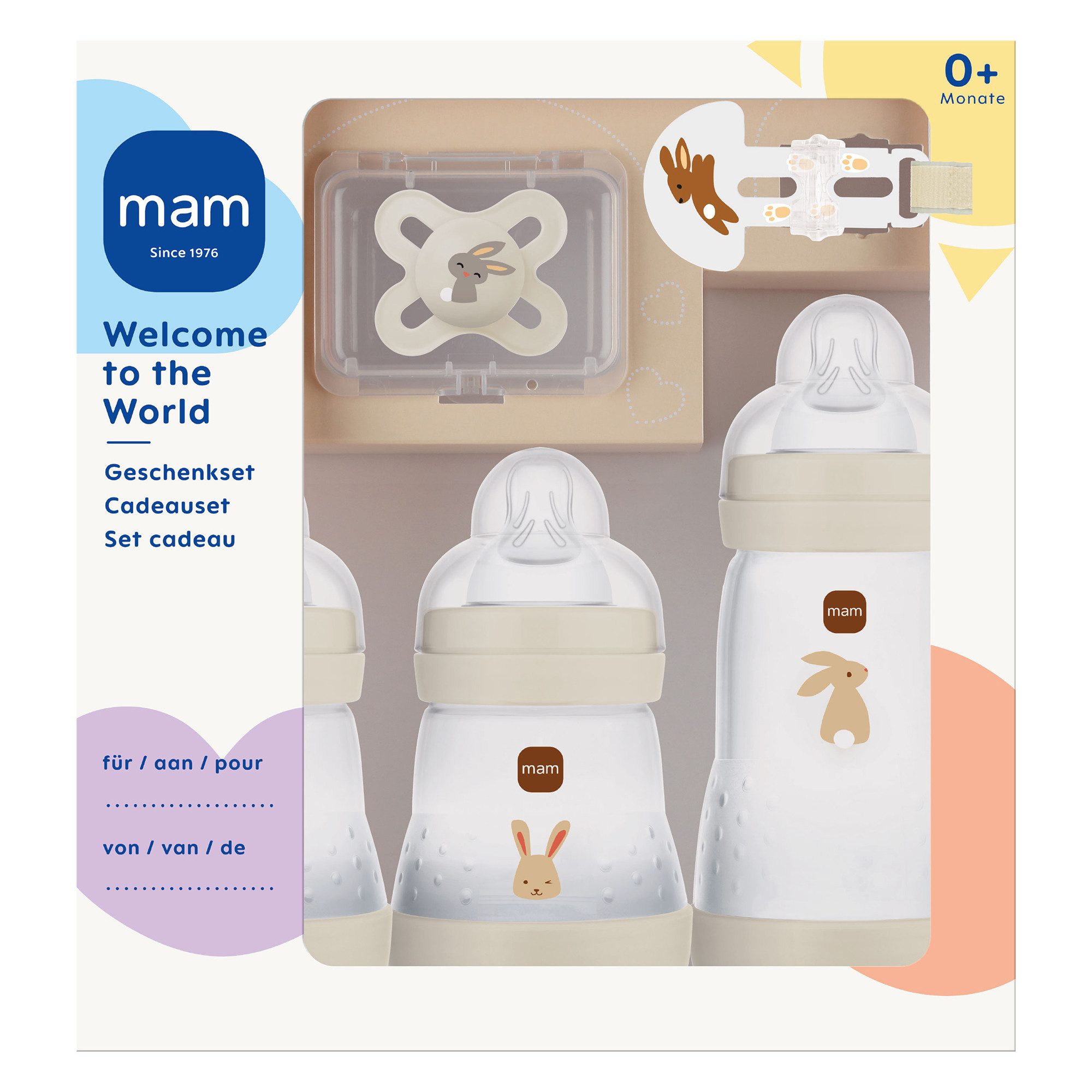 MAM Babyflasche Welcome to the World Set, Geschenk zur Geburt, Baby Geschenkset 5-tlg