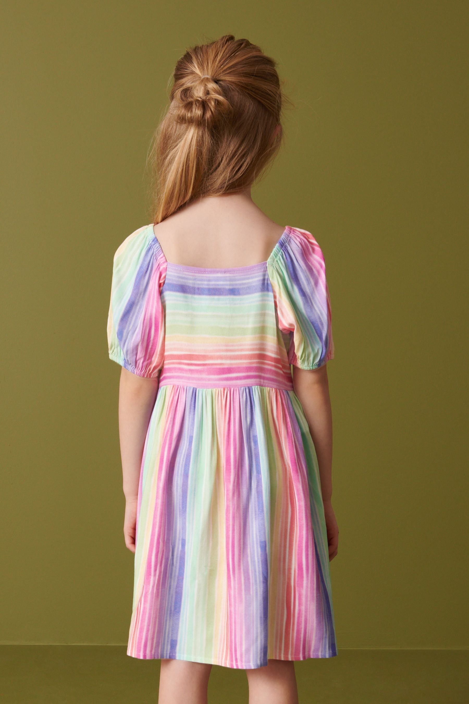 Next Sommerkleid Gemustertes Kleid Rainbow (1-tlg) mit Puffärmeln