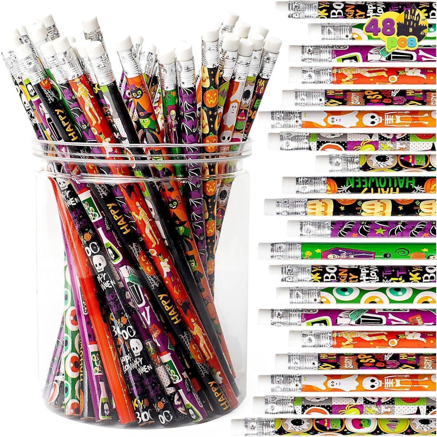 LuxusKollektion Bleistift 48-teiliges Halloween-Bleistiftset mit Radiergummi, 12 Designs