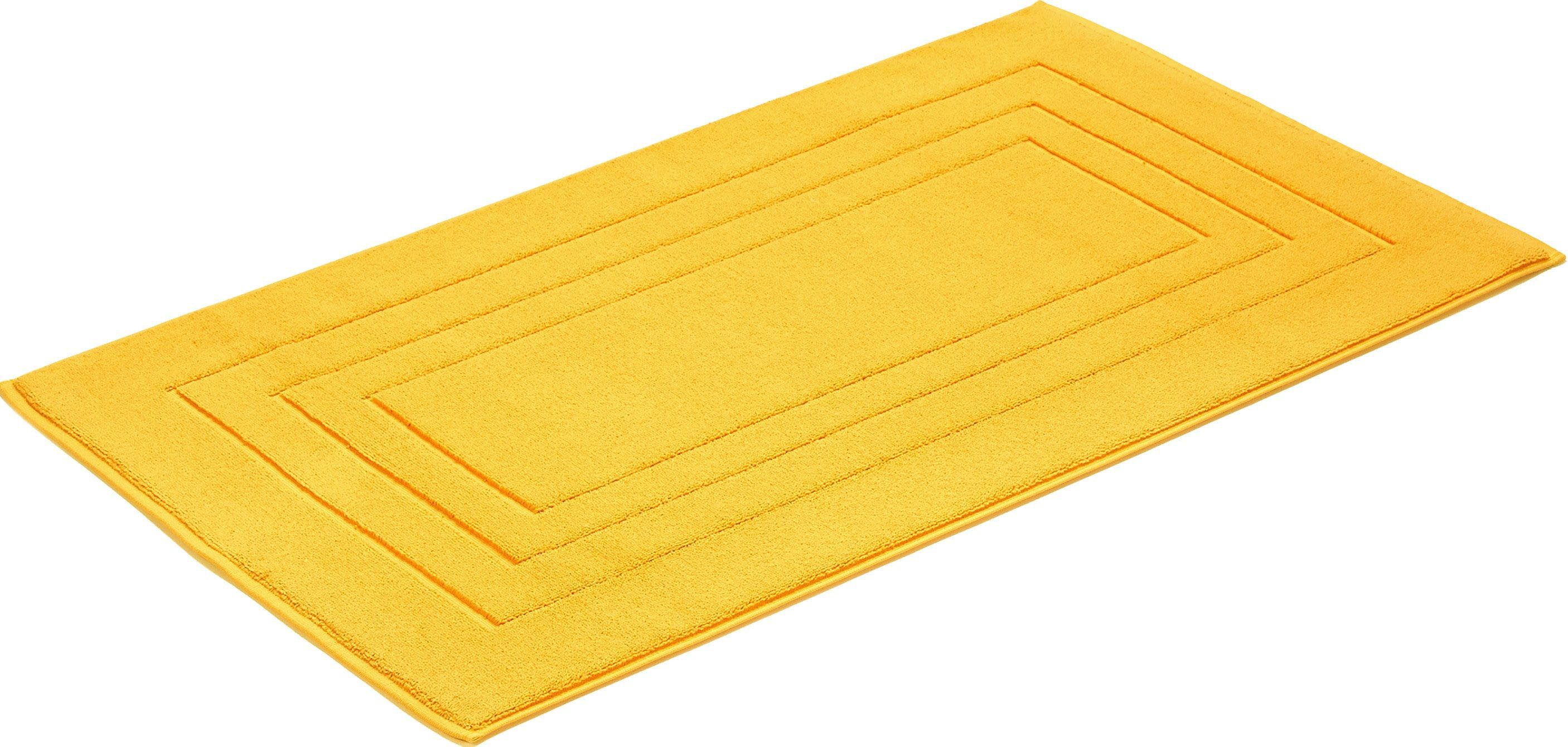 Vossen Badematte Feeling, Höhe 10 mm, beidseitig nutzbar, fußbodenheizungsgeeignet, Baumwolle, quadratisch, Badteppich, Uni-Farben, mit Bordüre, Hoch-Tief Effekt, reine Baumwolle