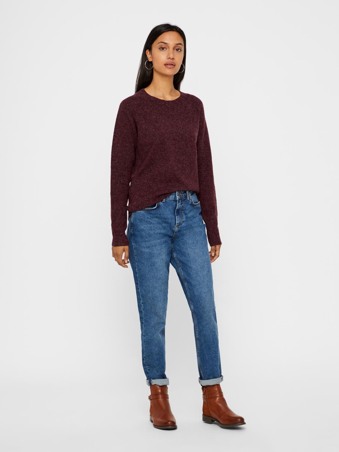 Vero Moda Rundhalspullover VMDOFFY LS O-NECK BLOUSE GA NOOS Materialmix, regular fit