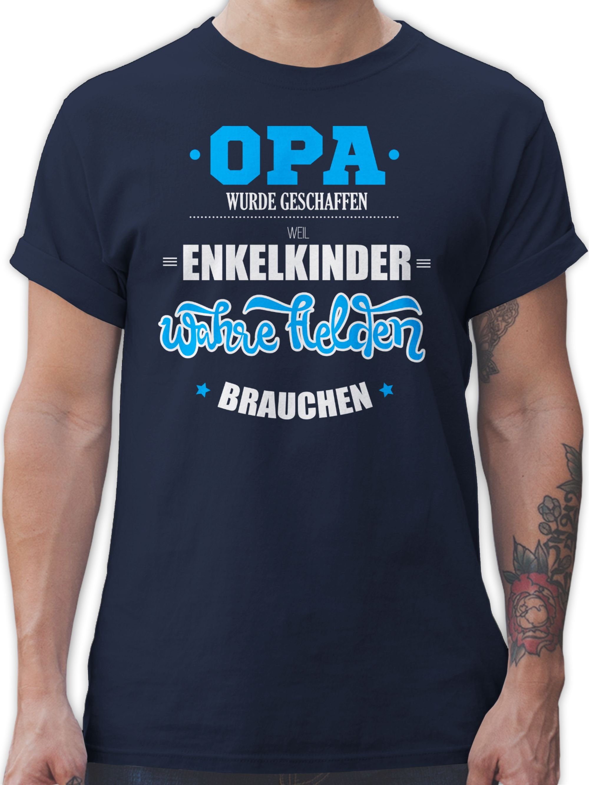 Shirtracer T-Shirt Opa wurde geschaffen Opa Geschenke 2 Navy Blau