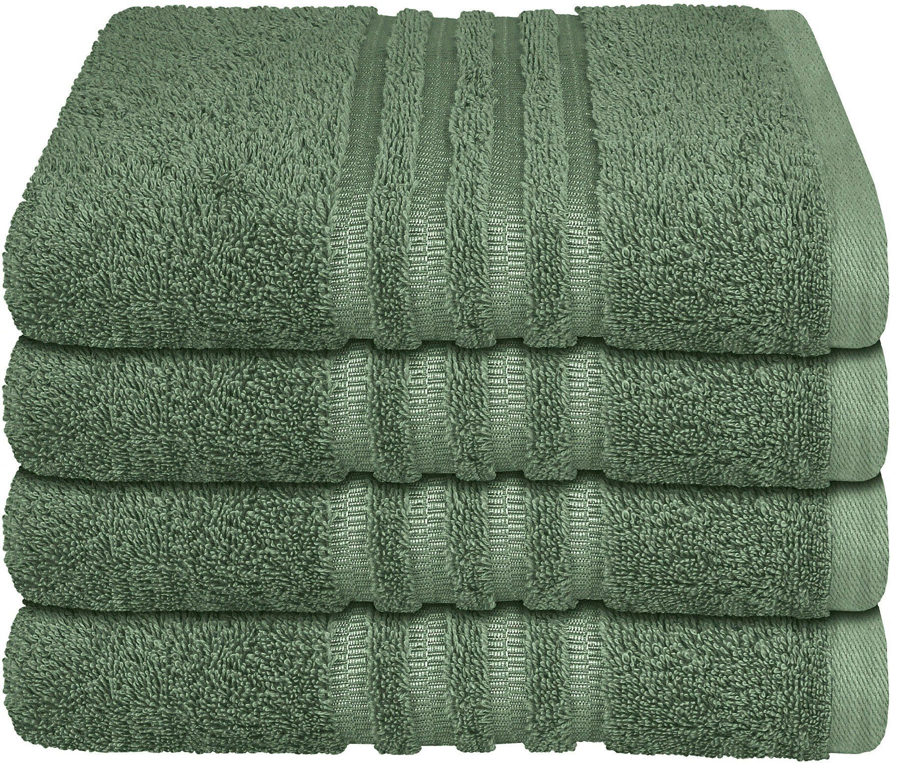 MADE Frottier mit OEKO-TEX®-zertifiziert Webbordüre, 4tlg, (4-St), Schiesser Milano, Dunkelgrün GREEN IN Handtücher Frottier-Set by Schiesser