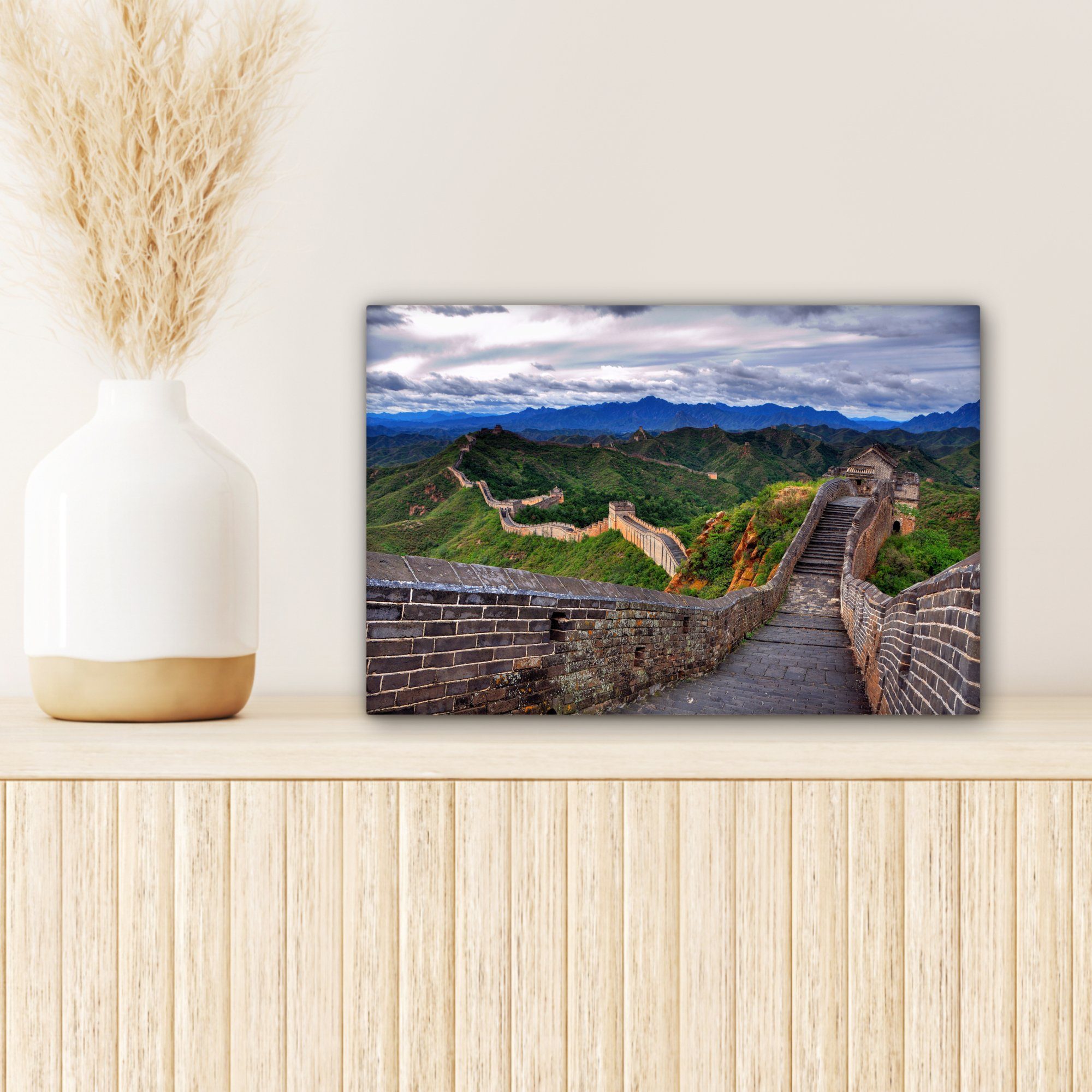 Aufhängefertig, (1 St), Blick cm OneMillionCanvasses® Chinesische 30x20 Leinwandbilder, Wandbild Mauer, auf die Wanddeko, Leinwandbild