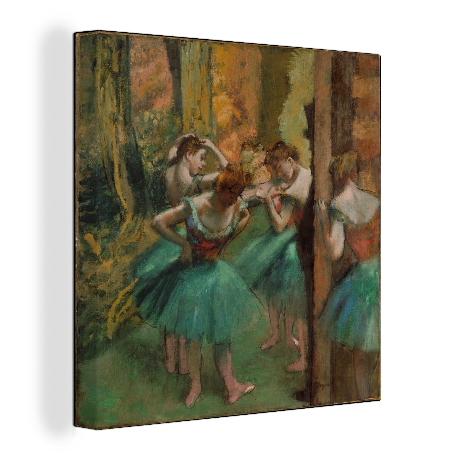 OneMillionCanvasses® Leinwandbild Tänzerinnen Rosa und Grün - Gemälde von Edgar Degas, (1 St), Leinwand Bilder für Wohnzimmer Schlafzimmer