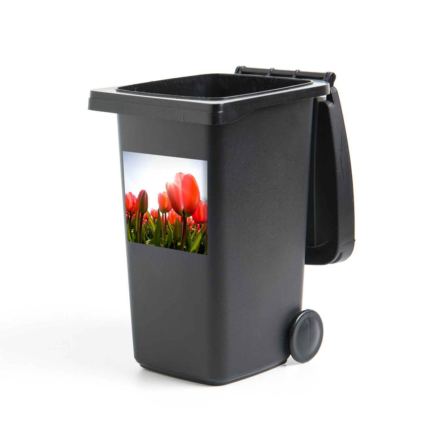 (1 Sonne - Mülltonne, Container, Mülleimer-aufkleber, Blumen Wandsticker Tulpen Sticker, St), MuchoWow - Abfalbehälter
