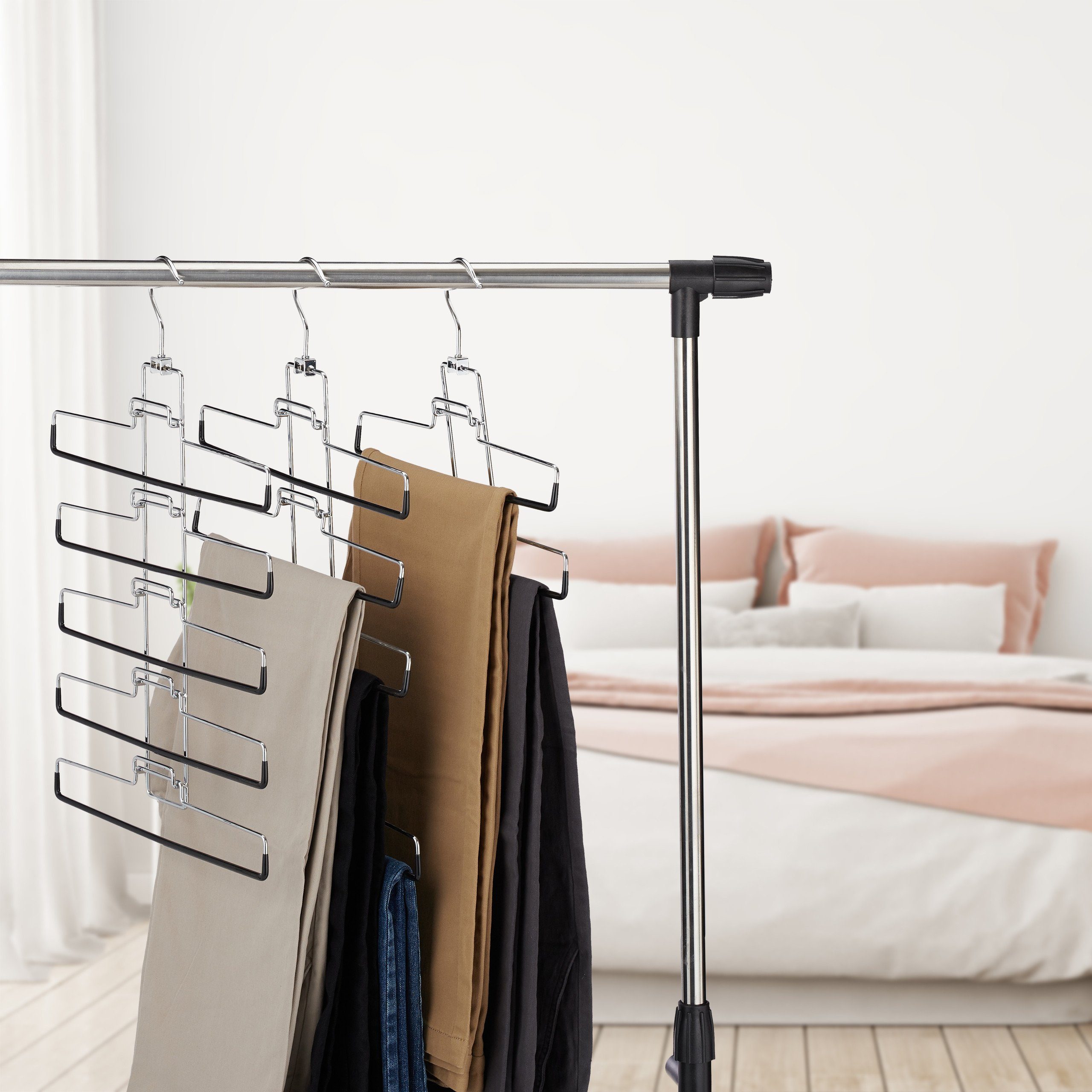 relaxdays Mehrfach-Kleiderbügel Mehrfachhosenbügel Set für 15 Hosen günstig online kaufen