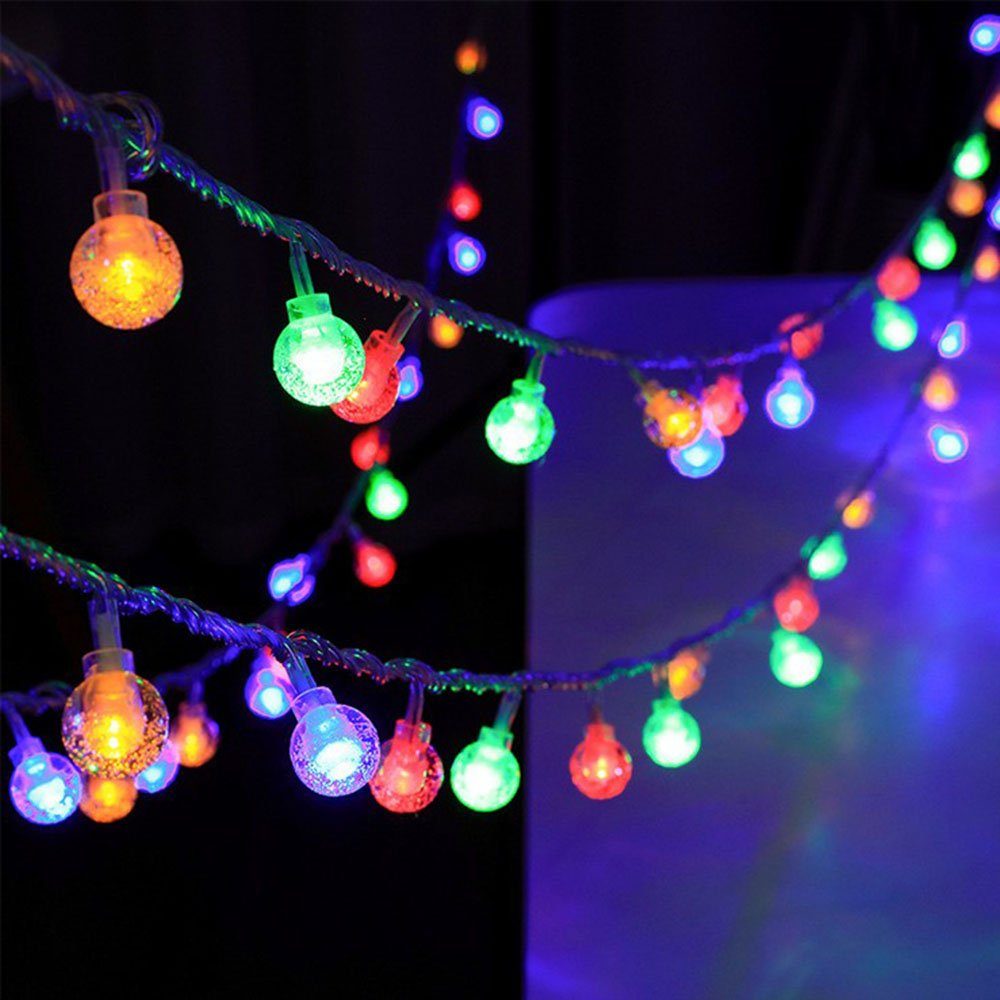 Rosnek LED-Lichterkette »10M, Kristallkugel, dimmbar, 8 Modi, wasserdicht,  für Weihnachten Deko«, Fernbedienung, Batterie