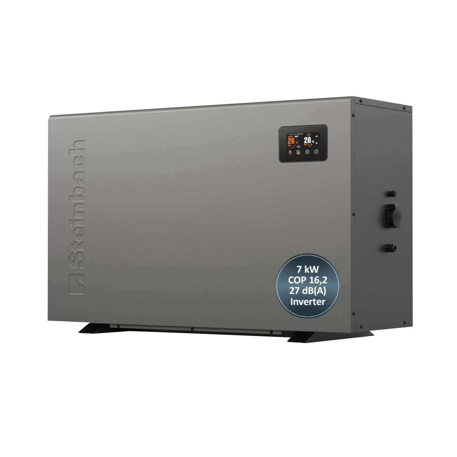 Steinbach Pool-Wärmepumpe "Silent 7" (Modell 2026), für Pools bis 30.000l, 7 kW Heizleistung