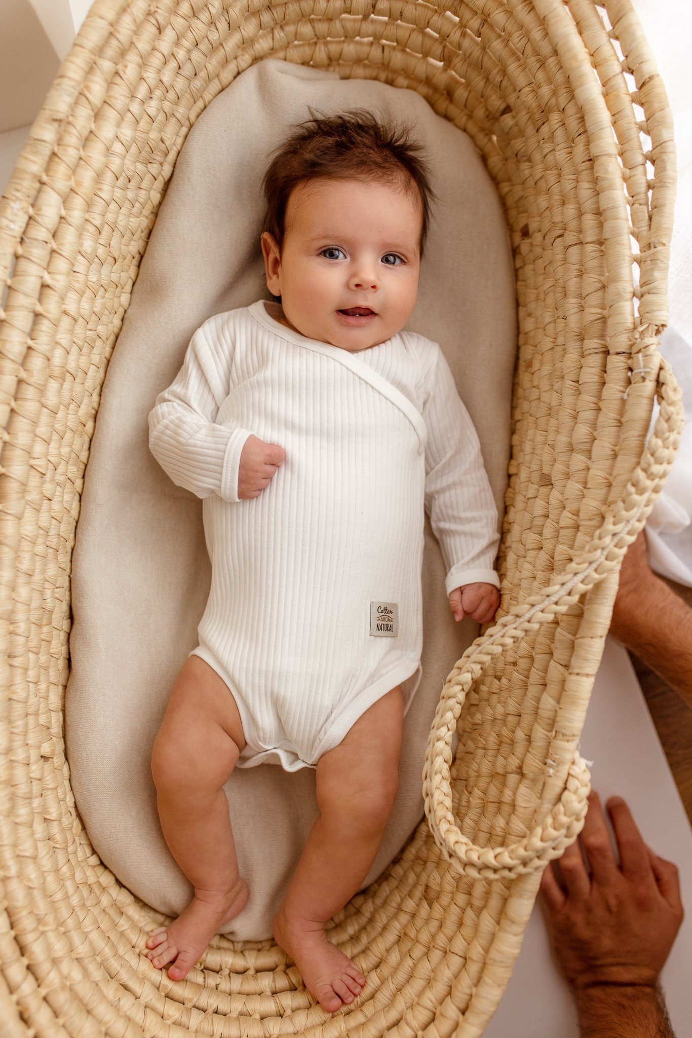 Makoma Wickelbody Baby Langarm Body -HarmonyBeige- Baumwolle (1-tlg) für Neugeborene Gerippt 100