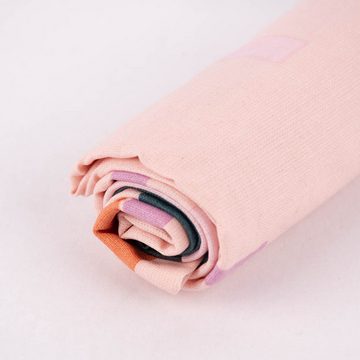 Rico Design Stoff Rico Design beschichtete Baumwolle grafisches Muster rosa lila dunkelg, beschichtet
