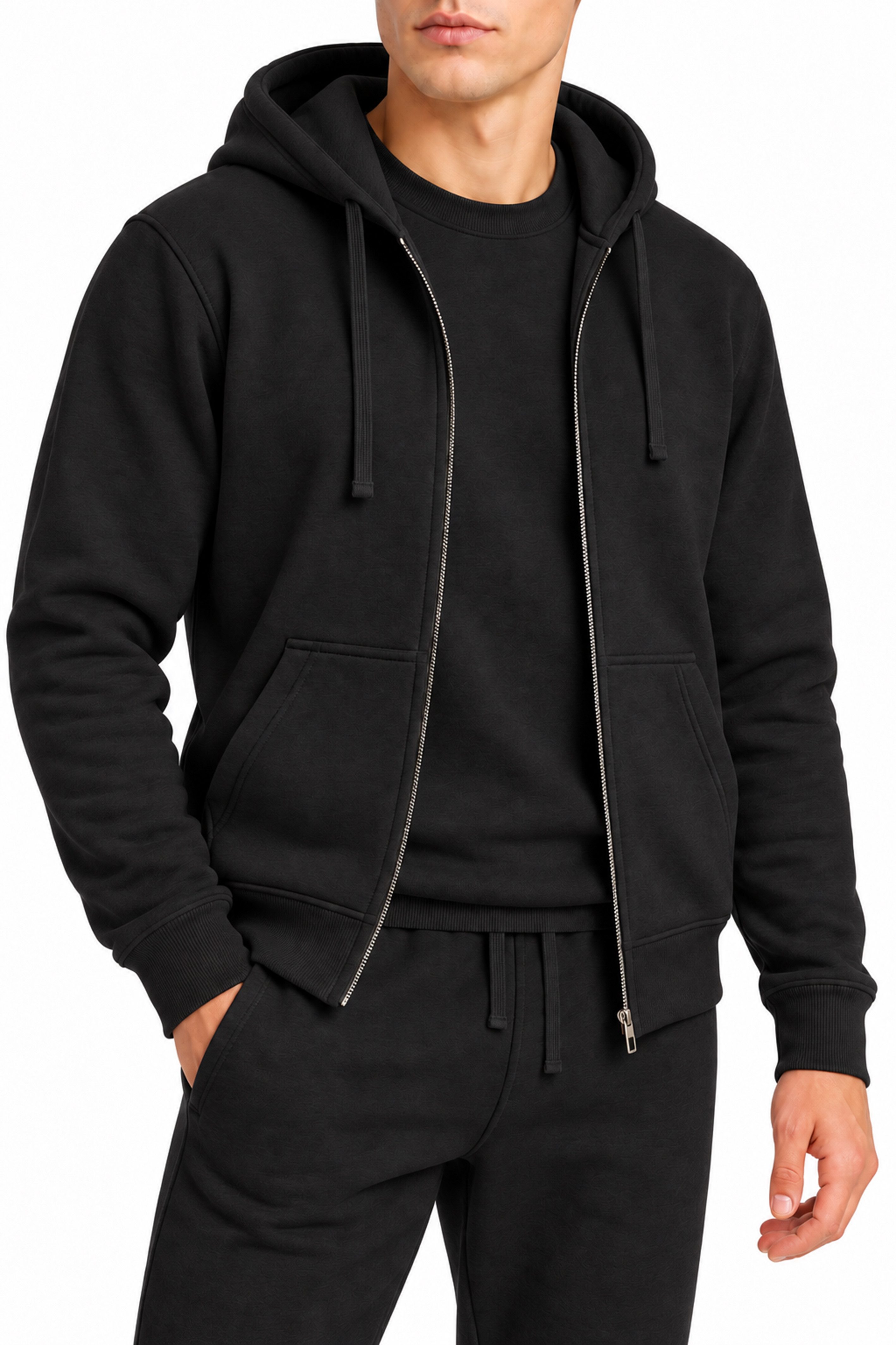Banco Kapuzensweatjacke Herren Zip Hoodie Kapuzenjacke Basic Relaxed Fit mit Taschen mit Single-Jersey gefütterter Kapuze, Seitennähten und Fronttaschen