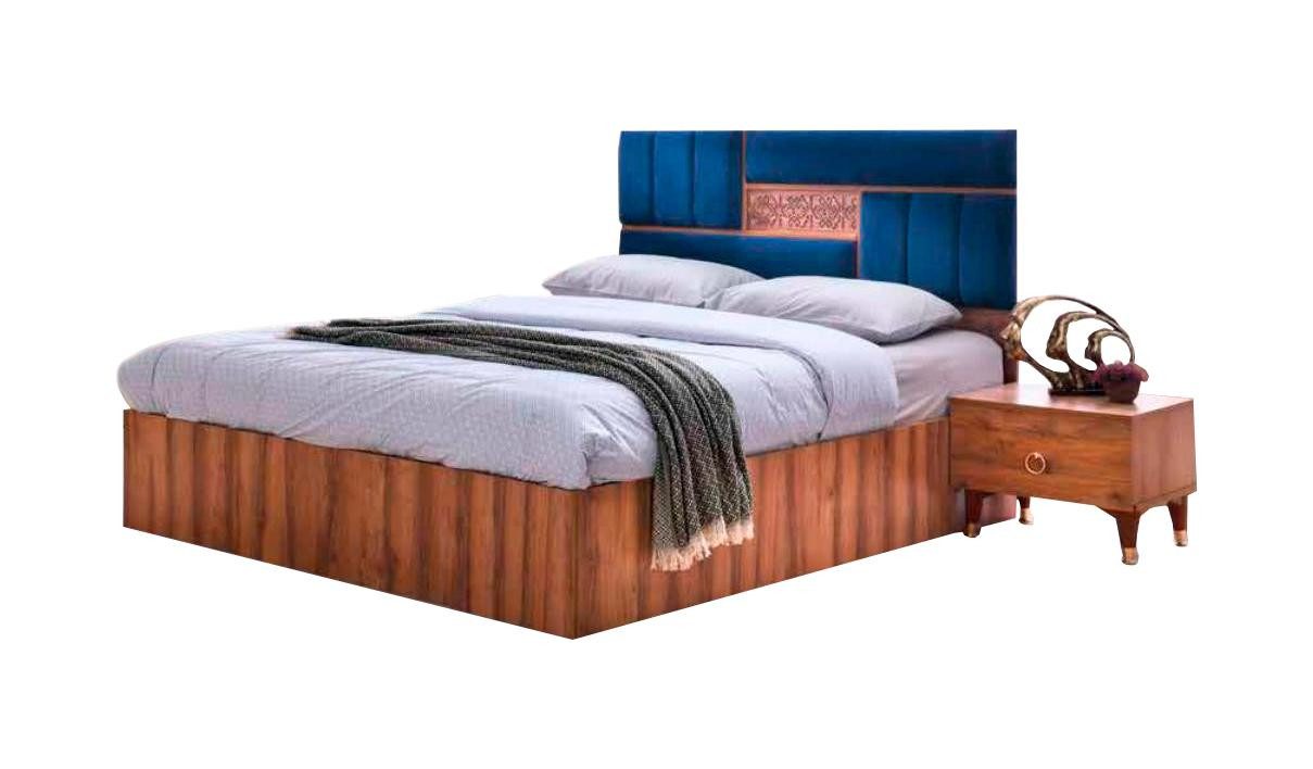 JVmoebel Bett Zweifarbig Bett Schlafzimmer Braun Blau Modern Design Rechteckig (1-tlg., Nur Bett), Made in Europa