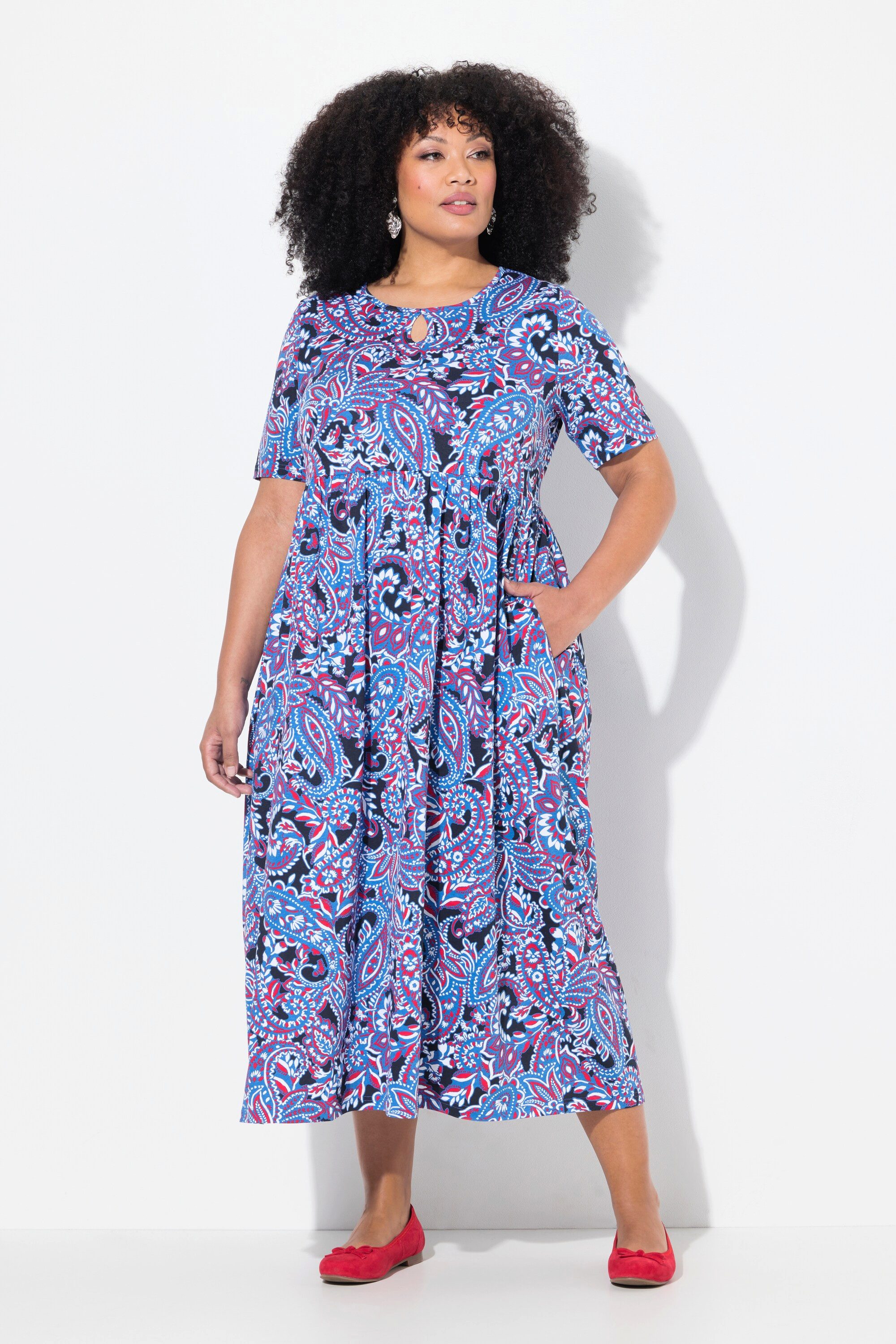 Ulla Popken Maxikleid Maxikleid A-Linie Rundhals günstig online kaufen