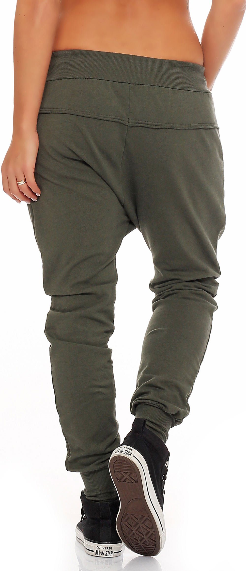 malito more than fashion Jogginghose malito Damen Jogginghose mit Knopfleiste, Sporthose meliert, Baggy Baggyhose mit elastischem Bund Einheitsgröße