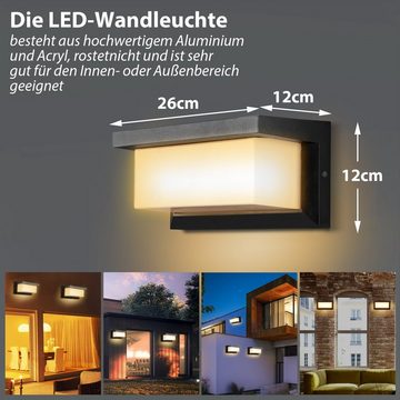 Randaco Wandleuchte 18W LED Wandlampe Schlafzimmer IP65 Effektleuchte Außen Sensor Flur, LED fest integriert, Warmweiß, LED Wandleuchte