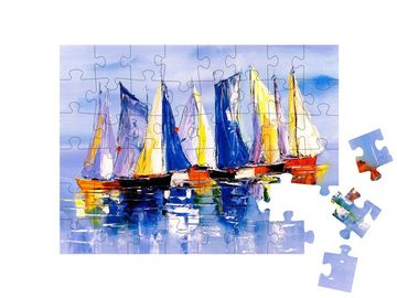 puzzleYOU Puzzle Ölgemälde: Segelboot, 48 Puzzleteile, puzzleYOU-Kollektionen Gemälde, Ölbilder, Kunst & Fantasy