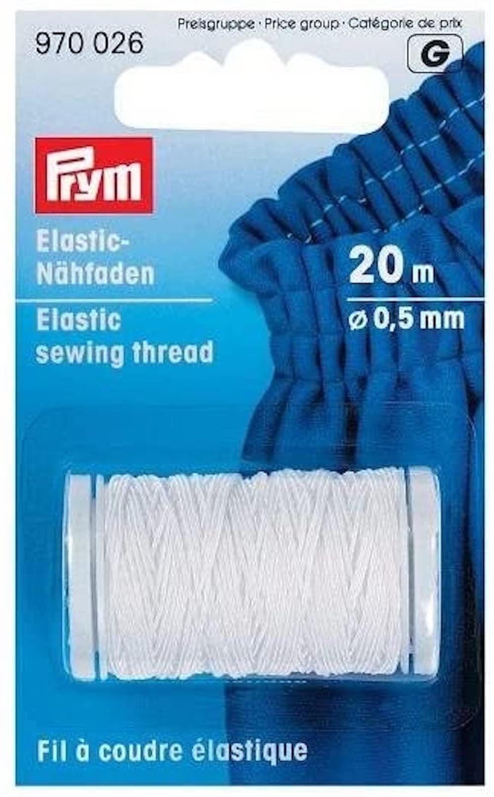 Prym Dekofigur Elastic-Nähfaden umflochten 0,5 mm Weiß m 20