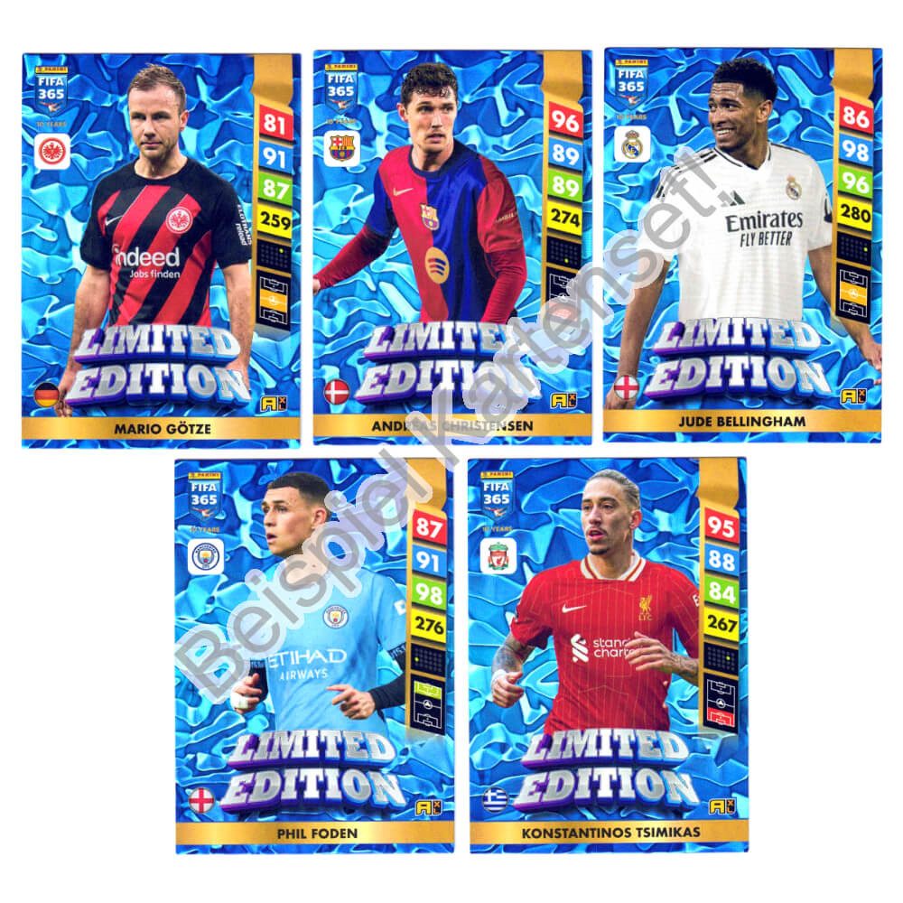 Panini Sammelkarte Panini Fifa 365 Karten 2025 - Limited Edition Sammelkarten Set aus 5, - 5 Limited Edition Karten