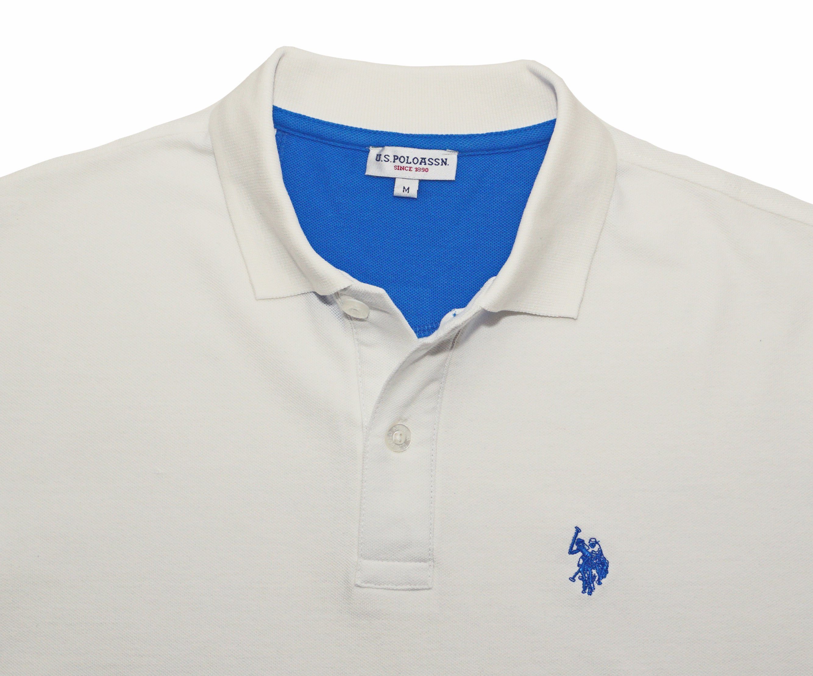 Shirt Shortsleeve weiss (1-tlg) Basic Polo Polo U.S. Assn Poloshirt Poloshirt