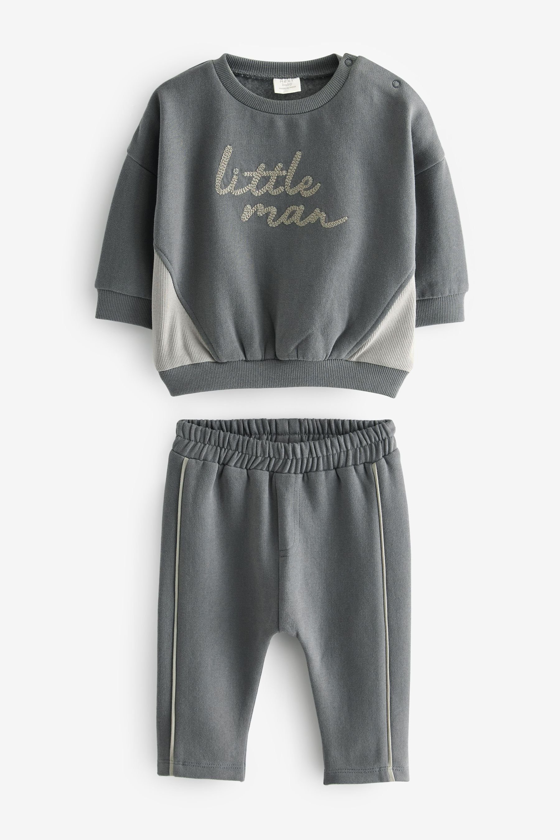Next Sweatanzug 2-teiliges Baby-Set mit Sweatshirt und Jogginghose (2-tlg) Charcoal Grey Little Man