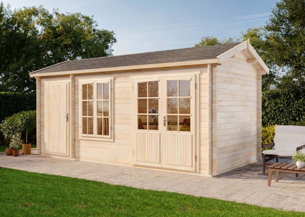 Alpholz Gartenhaus Holz 2-Raum Bolton XL, BxT: 540x280 cm, in Naturbelassen mit 28mm Wandstärke