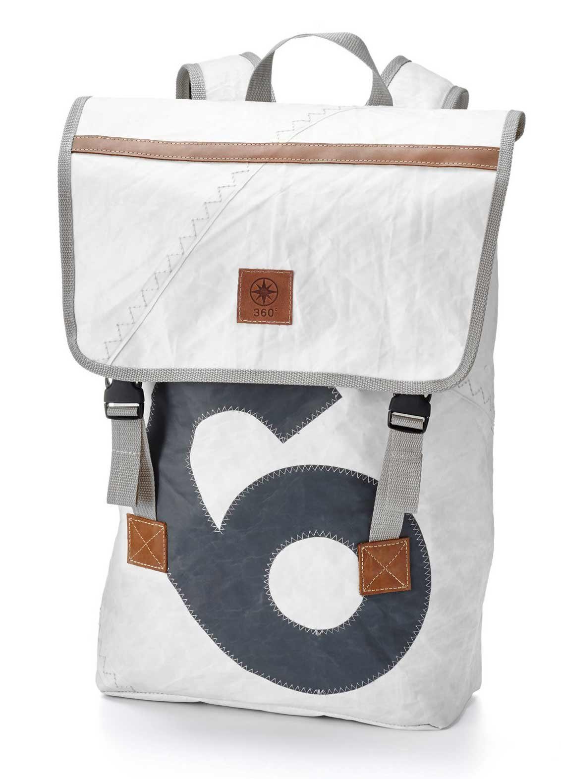 360Grad Rucksack Rucksack Landgang Weiss Grau, recyceltes Segeltuch