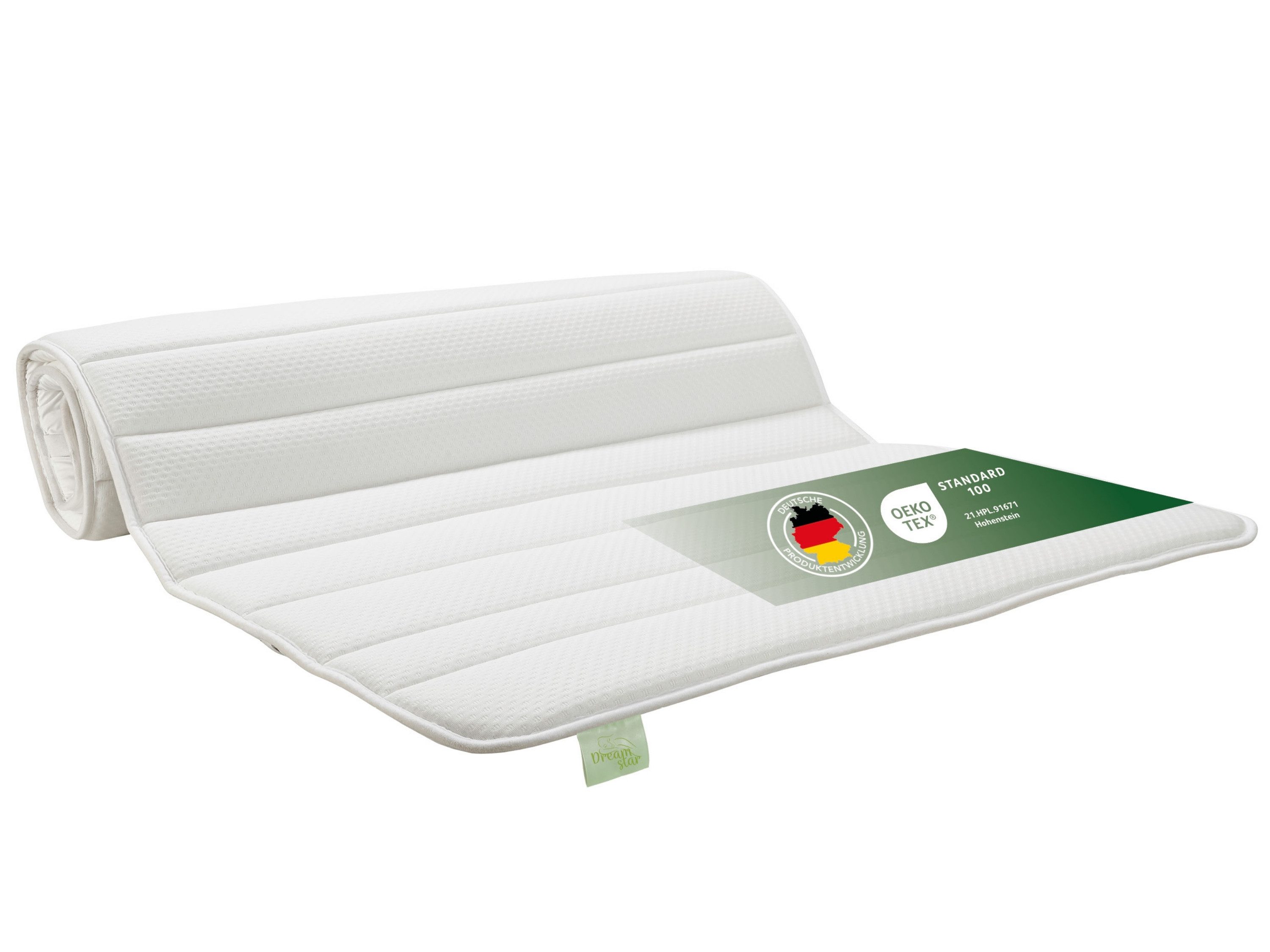 Dreamstar, Topper dünne Matratzenauflage zur Verbesserung des Schlafkomforts, 2 cm hoch, Polyester, rutschfest, Bezug waschbar - für Matratzen und Boxspringbetten
