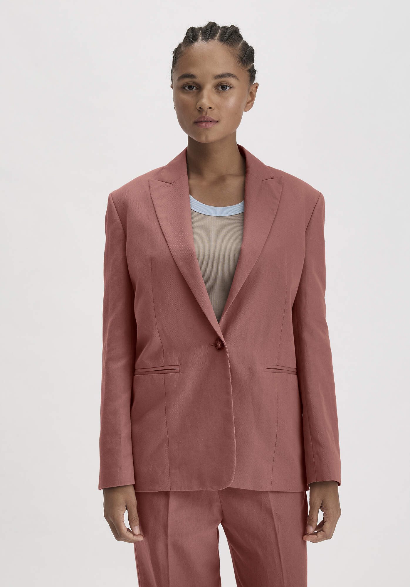 Hessnatur Longblazer aus Bio-Baumwolle mit Leinen günstig online kaufen