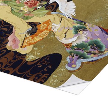 Posterlounge Wandfolie Haruyo Morita, Tanz der Kraniche, Orientalisches Flair Malerei